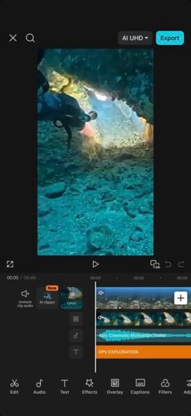 Editing footage with Capcut