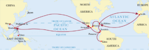 Manila-Acapulco galleon trade route map, 1565-1815