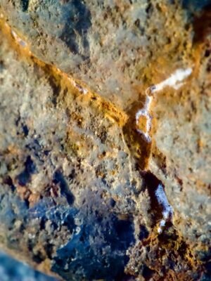 Macro showing mineral veins and crystal structures